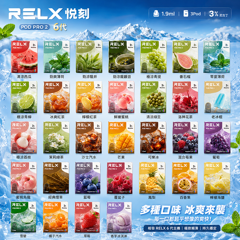 RELX 悅刻六代煙彈 Infinity Pod Pro 2｜1.9ml*3Pod透明油倉｜口味清單首圖